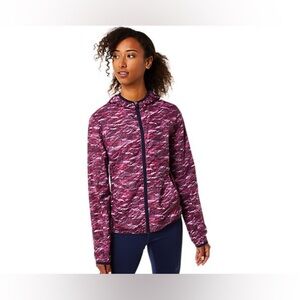 Asics Packable Windbreaker Jacket Purple Deep Mars Print L